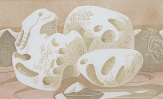 Monica Poole (1921-2003), woodcut printed in three colours on wove, ‘Pool’, signed, titled and numbered 6/25 in pencil, 13 x 20cm. Condition - slightly faded and mount browned